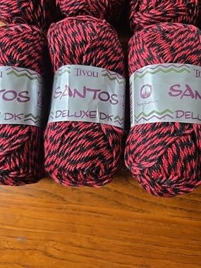 Tivoli Santos Deluxe DK Cotton Yarn - Black & Pink Marled
